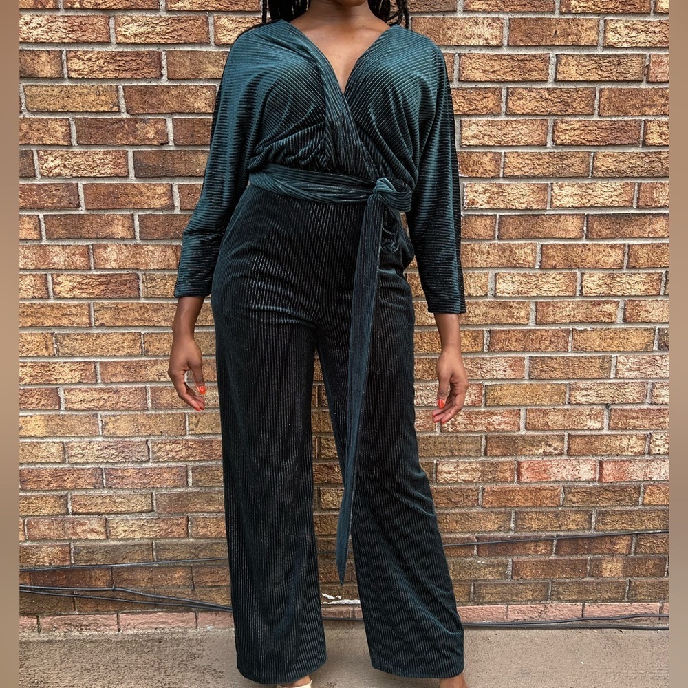 Vince Camuto Striped Velvet Jumpsuit